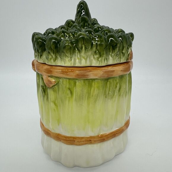 Vintage SAMWARE Made in China Ceramic ASPARAGUS SMALL canister/lid 1 of Set Of 3 - Picture 3 of 11